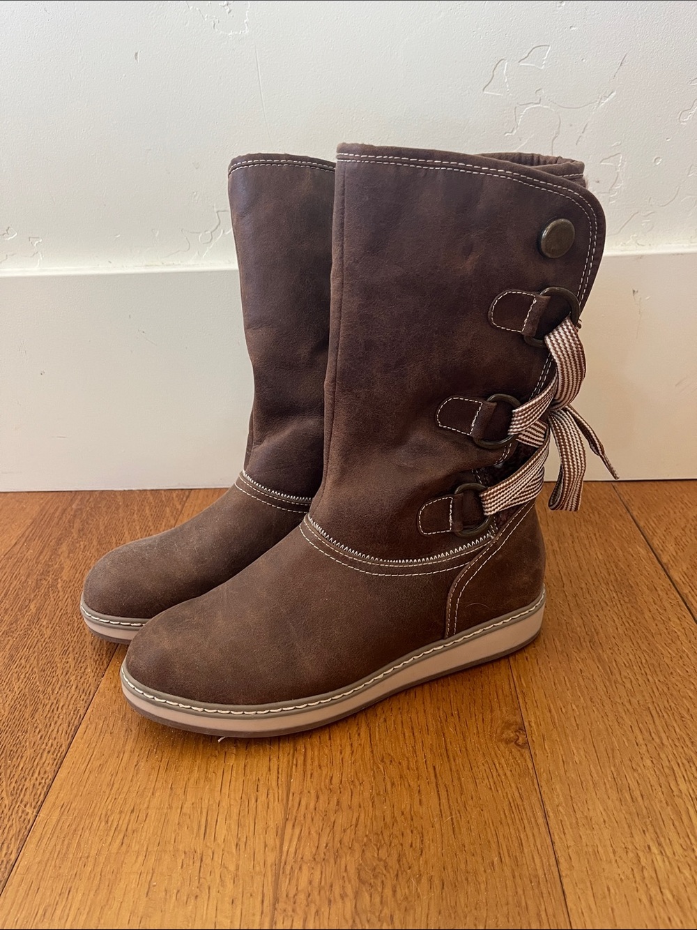 Women's Brown Mid-Calf Casual Winter Boots size 8